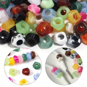 Colorful acrylic abacus loose beads, large hole DIY spacer beads for custom bracelets.