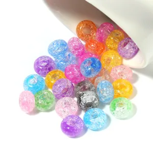 Colorful crackle acrylic large hole beads for DIY handmade bracelets jewelry making accessories.