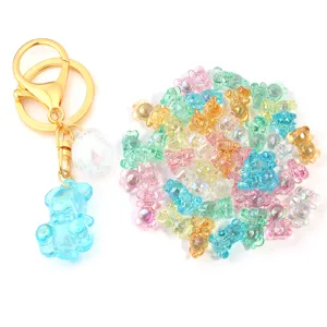 Colgante de oso colorido transparente acrílico DIY cadena de teléfono collar abalorios