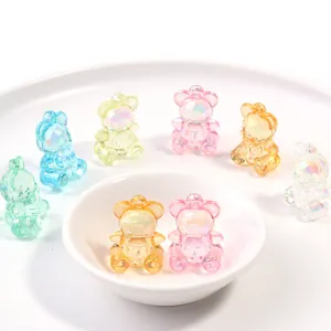 Colgantes de Acrílico Transparente Osos de Colores para Cadena de Teléfono DIY Collar Accesorios de Joyería Hechos a Mano Cuentas Sueltas