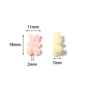 Bonito colgante de oso transparente colorido de acrílico para collar de teléfono DIY cuentas