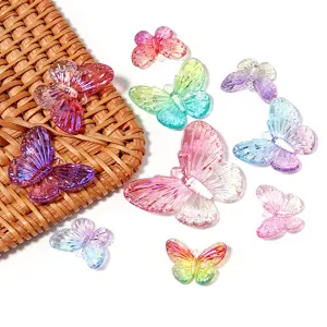 Colorful transparent acrylic butterfly pendants DIY jewelry accessories craft charms set