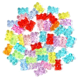 Colgantes de osito de acrílico transparente colorido collar DIY cadena abalorios sueltos