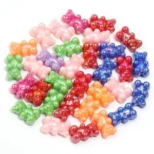 Abalorios coloridos de acrílico con forma de osito para joyería DIY collares y accesorios.
