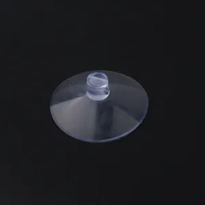 Transparent plastic suction cup with mushroom head hook design for glass tile wall mount.