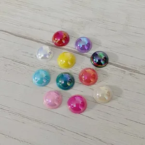10mm flatback acrylic rhinestones AB color cabochons for DIY jewelry and crafts details.