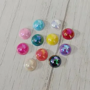 10mm flatback acrylic rhinestone cabochons, AB color DIY craft gemstone patches for jewelry.