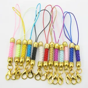 Set di cordini intrecciati colorati per cellulari con moschettoni dorati fai