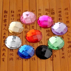 Strass a retro piatto rotondi in plastica sfaccettata Gemme acriliche geometriche tagliate a terra per materiali in pietra sciolta per artigianato
