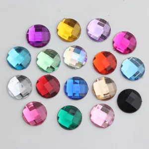 DIY 14mm Flache Runde Facettierte Acryl Strasssteine Bunte Bastelsteine für Schmuckdesign