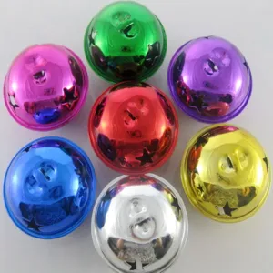 5cm colorful metal jingle bells with star cutouts for DIY crafts, Christmas and pet decor.