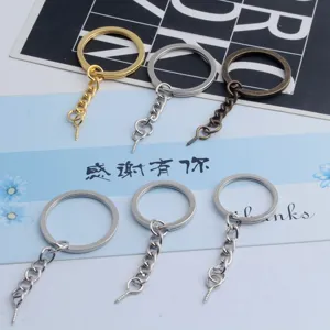 Porte-clés en Métal Chaîne Brisée Avec Tige à Œillet pour Bricolage Pendentif en Argile Fabrication de Porte-clés Fournitures Connecteur Électroplaqué