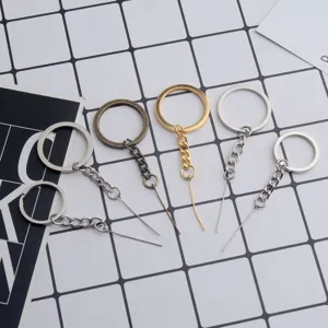 DIY handmade metal keychains set with split rings, chains and eye pins for craft making.