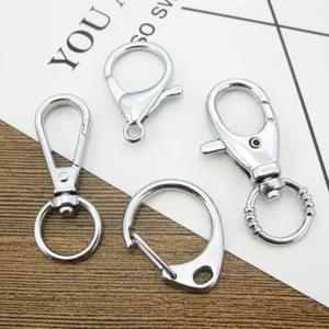 Fermoir Mousqueton en Alliage Porte-clés Crochets Pivotants Connecteur en Métal Chromé Boucle pour Sac Bricolage Fabrication de Bijoux Accessoires Matériel