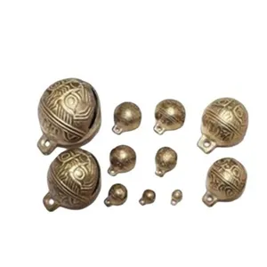 Retro brass tiger head bells assortment set for DIY crafts, pet jewelry and handmade pendants.