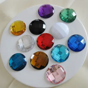 Bunte 30mm flache facettierte Acryl Strasssteine für DIY Basteln Schmuckherstellung Accessoires.