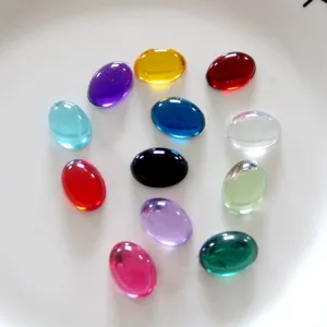 DIY Acryl Cabochons flache ovale bunte Edelstein Aufkleber für Basteln Schmuck 10x14mm