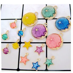 DIY enamel alloy star planet charms colorful pendants for handmade earrings bracelet jewelry