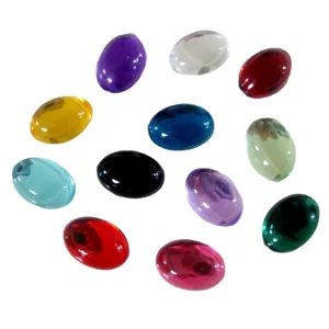 Bunte ovale flache Acryl Strasssteine DIY Cabochons fuer Schmuckherstellung Handwerk 10x14mm