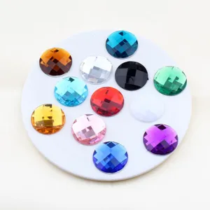 Bunte flache Acryl-Strasssteine facettierte DIY Bastel-Edelsteine runde Kristalldiamanten Dekoration.