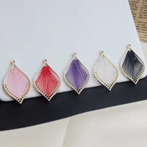 DIY handgemaakte sieraden accessoire retro etnische kleurrijke draad blad vorm oorbellen