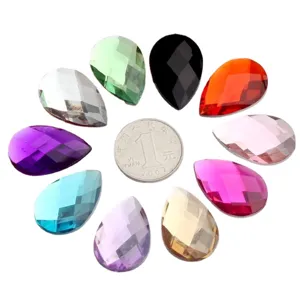 Bunte tropfenförmige Acryl Strasssteine flache Rückseite facettierte Steine DIY Zubehör