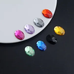 Colorful oval acrylic sew on rhinestones crystals for DIY garments dresses crafts decoration