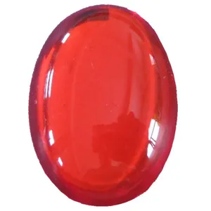 Red oval flatback acrylic rhinestone cabochon for DIY jewelry making and craft decor.