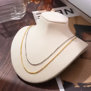 Roestvrijstalen schakelketting halskette, 1.2mm titanium staal dubbellaags sieraden voor dames.