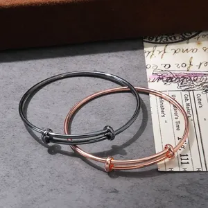 Adjustable metal wire bangles set, fashion stackable double circle wristbands for women chic.