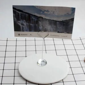 Soporte de pinza de foto de corazón de metal escritorio memo tarjeta exhibición