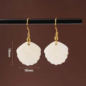 Witte schelp waaier oorbellen minimalistisch verguld hangende oorbellen zomer stijl
