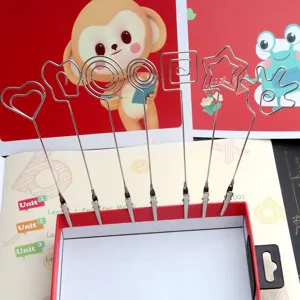 Soporte Clip de Notas Escritorio Metal Creativo Soportes Tarjeta Visita Forma Alambre para Hogar Oficina Foto Mensaje Base Adornos