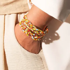 Boho gekleurde kralen gevlochten manchetarmband voor dames, etnische sieraden.