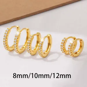 Vergulde messing creolen set met sprankelende zirkonia stenen in maten 8mm, 10mm en 12mm.