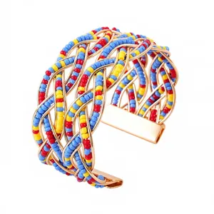 Boheemse kleurrijke kralen geweven open manchet armband etnische mode sieraden goud