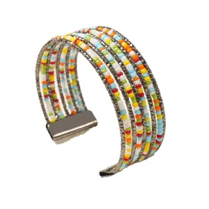 Boheemse meerlaagse kleurrijke kralen manchet armband mode sieraden voor vrouwen