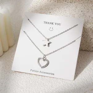 Dubbellaagse ster hart hanger ketting voor vrouwen stijlvolle mode sleutelbeen ketting sieraden