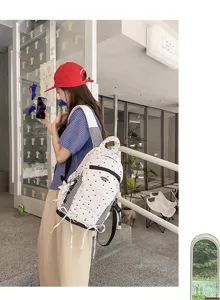 Japanse stijl stippen rugzak voor studenten grote capaciteit casual schooltas dagelijks gebruik.