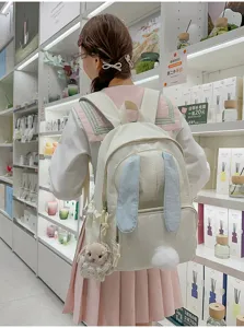 Leuke konijnenoren rugzak voor meisjes, lichte schattige casual schooltas voor reizen.