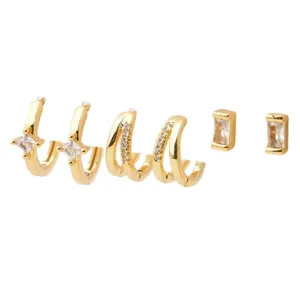 18K verguld minimalistisch micro-pave zirkonia kraakbeen oorringen sieraden set dames.