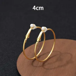 Vergulde grote creolen voor dames, minimalistisch eenvoudig cirkel ontwerp 4cm maat dagelijks
