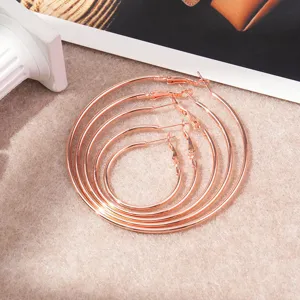 RVS creolen oorbellen in roségoud. Meerdere maten in elkaar geschoven met veilige sluiting voor damesmode.