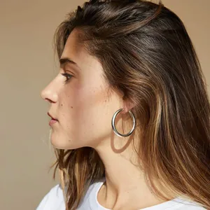 Klassieke dikke zilveren oorbellen voor vrouwen, stijlvolle minimalistische sieraden