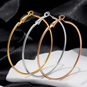 Dames Roestvrij Stalen Grote Ronde Creolen Goud Zilver Roségoud Niet Vervagende Veersluiting Mode Forens Sieraden Oorbellen Accessoires