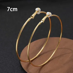 Grote 7cm vergulde creolen oorbellen voor dames, minimalistische statement clip oorbellen.