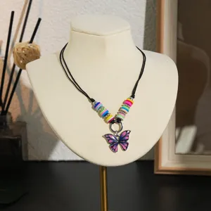 Kleurrijke klei kralen vlinder hanger ketting schattige verstelbare sieraden