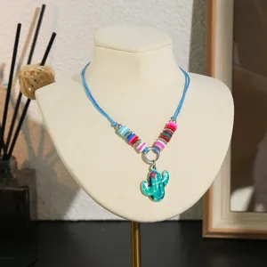 Handgemaakte Kinder Cartoon Polymeerklei Halsketting Verstelbare Legering Dier Hanger Halskettingen Kleurrijke Regenboog Eenhoorn Sieraden