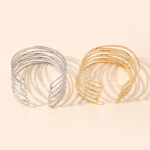 Meerdraads open metalen manchet armband punk stijl goud en zilver minimalistische bangle dames