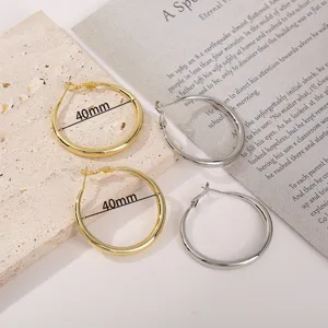 Klassieke minimalistische 40mm metalen oorringen set, elegante dagelijkse sieraden mode